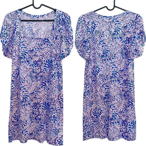 Lilly Pulitzer Haydn T-Shirt Dress Ocean Print L - Picture 5 of 10